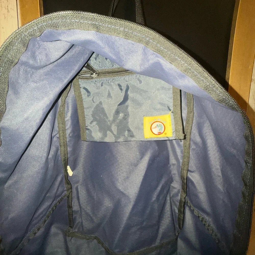 Vintage Rare Duck Head Backpack Book Bag Front Zipper Pocket Navy Blue